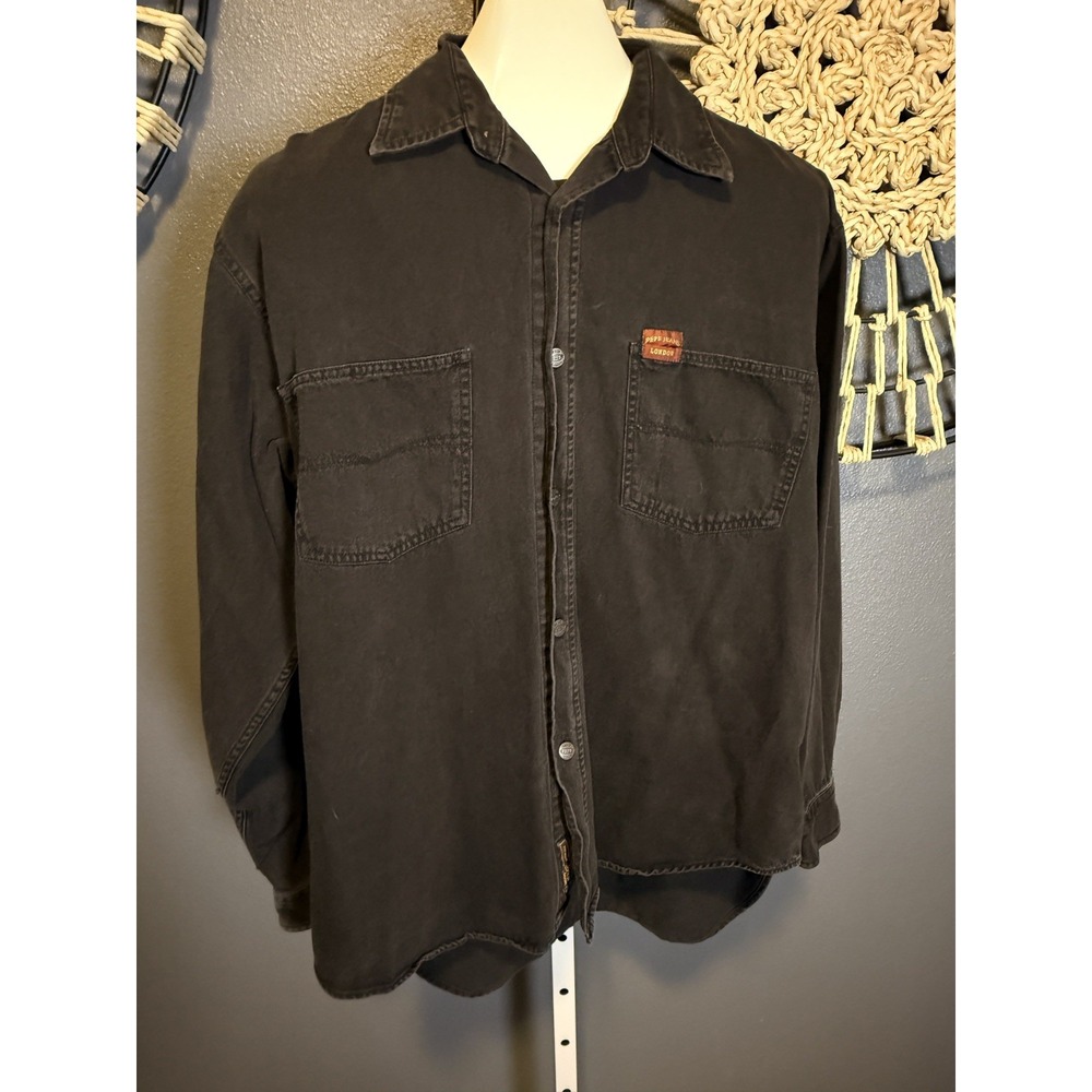Pepe Jeans London Vintage Black Denim Shirt Men's Size Large